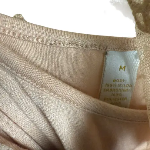 Sundance Nude Embroidered Chiffon Mesh Swiss Dot Slip Midi Dress Size Medium