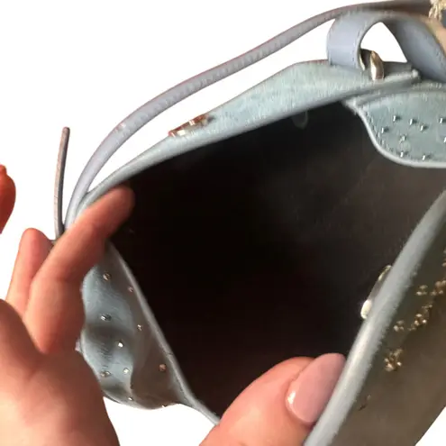 YUZEFI Dinner Roll Studded Handle Bag Light Blue NWOT