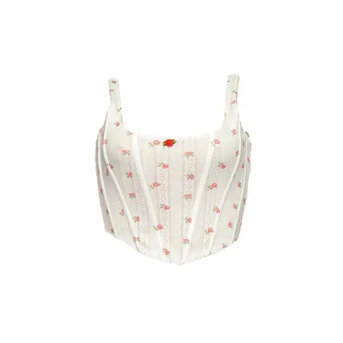 With Jean WITH JÉAN Cindy Corset, Red Pointelle, Small