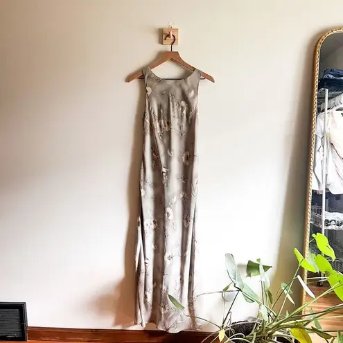 Vintage All That Jazz Floral Sheath Maxi Dress Size 4 Gray