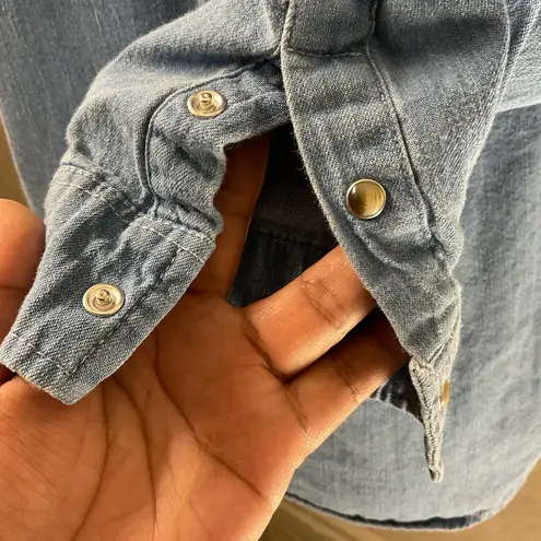 Sézane Sezane Servanne Women's Denim Shirt Long Sleeve Pear Snap Blue Size 34