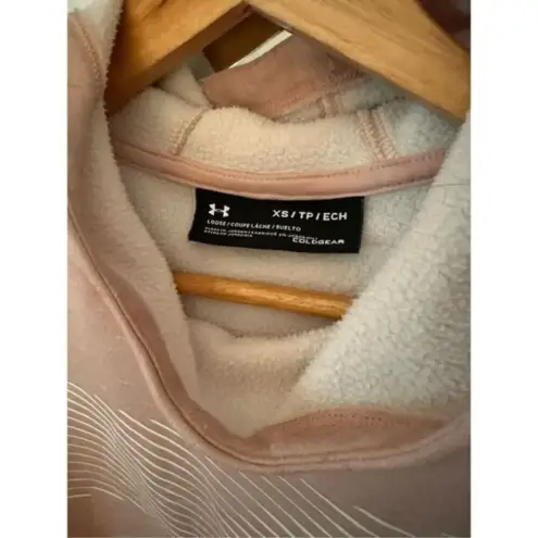 Under Armour  Fleece Cold Gear Loose Fit Size XS‎ Pink Graphic Print Hoodie