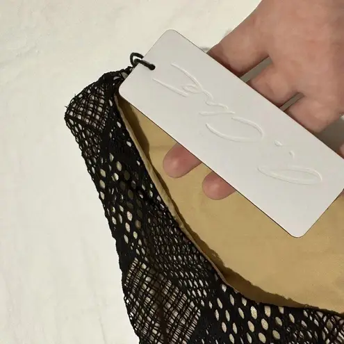 NWT $62 a.Che Gold Shimmer Black Mesh Eyelet Swimwear Bikini Bottom size L Large