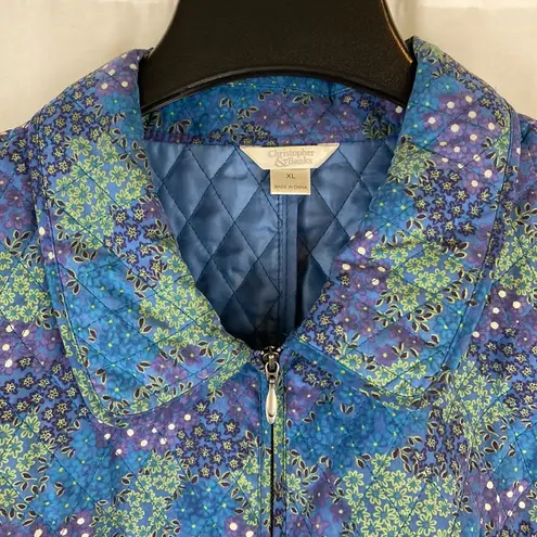 Christopher & Banks Blue Green Purple Quilted Full Zip Jacket Size Extra Large