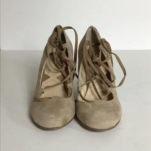 Adrienne Vittadini  suede lace up wedge pumps Women Sz. 6.5 Brown Comfort  Trendy