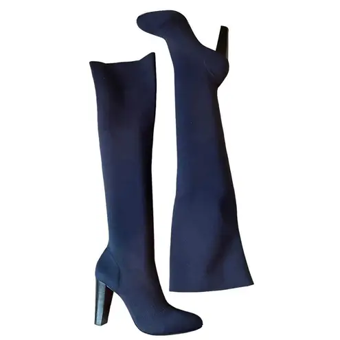 Charles David Charles By Simone Navy Blue Over-The-Knee Stretch Knit Boots
