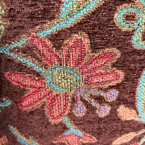 RFA Classics Tapestry Jacket Size 10 Floral Pattern Brocade Brown Teal Pink Coat