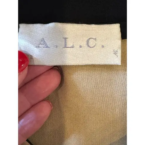 ALC Frank ALC Dress Women 8 Tan Black Silk Colorblock Short Sleeve Shift Mini Luxury