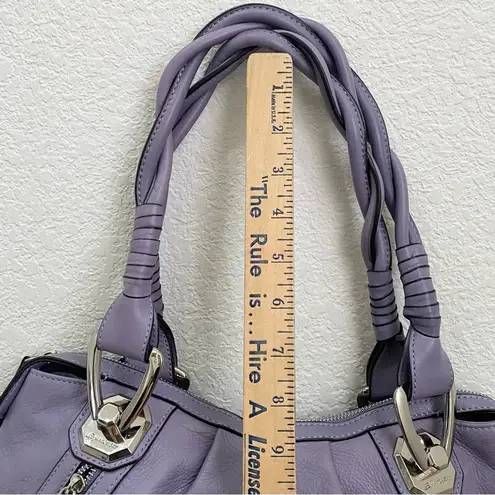 B Makowsky A201693 Periwinkle Pebbled Leather Braided Double Strap Shoulder Bag