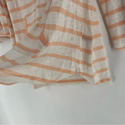 Earth Yoga Organic Cotton Blend Striped Hooded Pullover Lightweight Burnout White Size L