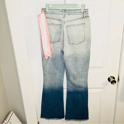 Juicy Couture  Malibu Dip Dye Wide Flate Leg Jeans Bright Blue Ombre 28 NWT