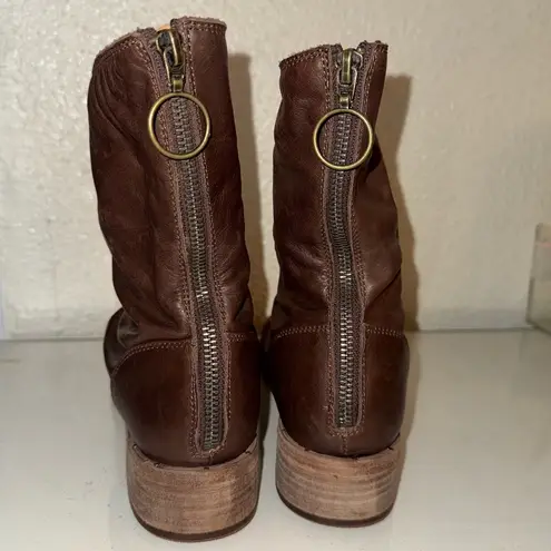 BEEK Ostrich Bootie In Saddle Brown Leather Ankle Boots size 6