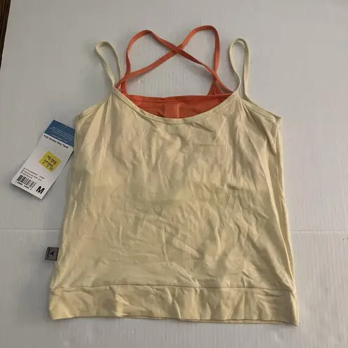 InSport Asana Soy Tank Top Womens Medium Yellow Orange Criss Cross Yoga Made USA
