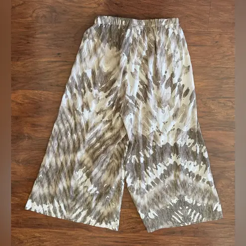 Bryn Walker 100% Cotton Sand Eli Pants Cropped Flowy Wide Leg Artsy Ikat Size XS
