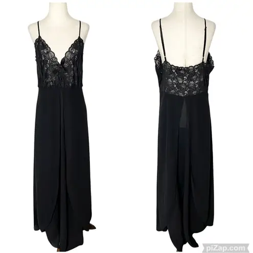 VINTAGE 90s SOLANGE Maxi Nightgown Dress Black Size 1X