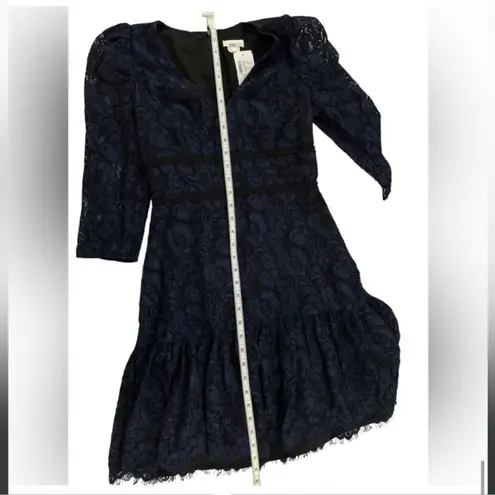 Shoshanna Miran Navy Blue Lace Dress 3/4 Sleeve Knee Length Formal Cocktail Sz 2