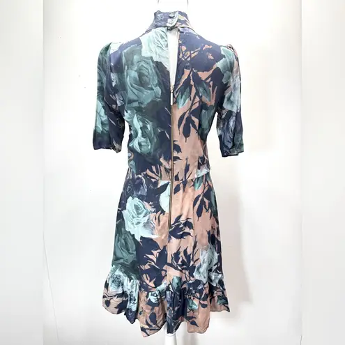 Closet London Floral High Neck Dress from ModCloth Back Cutout Coquette Girl Size 6