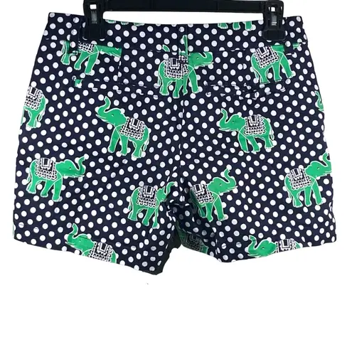 Women's Crown and Ivy Shorts Elephant Print Navy Green Polka Dot Size 2