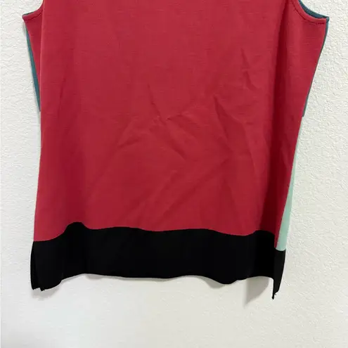 St. John Color block Knit Tank Top Black Caviar, Cinnabar, Julep and Patina XL