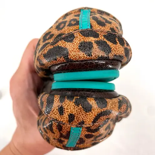 Tieks Leopard Print Ballet Flats Brown Tan Leather Foldable Travel Shoes Size 7