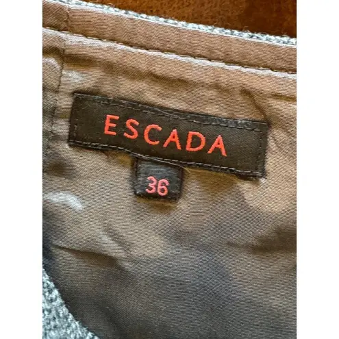 Escada Brown Gray Wool Blend Pocket Panel Front A Line Mini Skirt Size S