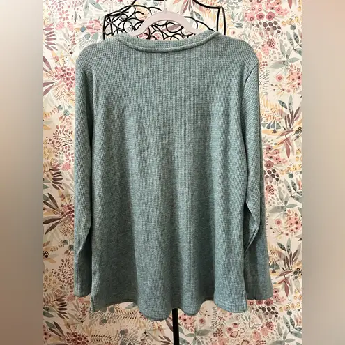 Soma NWT Women's Teal Cozy Waffle Long Sleeve Henley Lounge Top Size Large