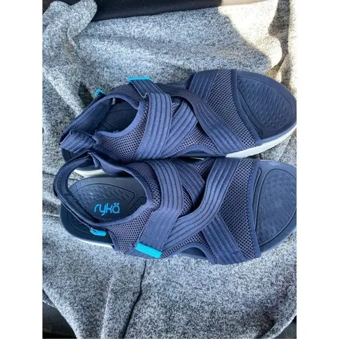 Ryka Womens Navy River Stretch Sandals Sz 9W
