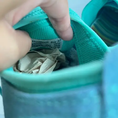 Dansko Elise Sneakers Comfort Suede Neoprene Blue Green Womens Size 37 US Size 7