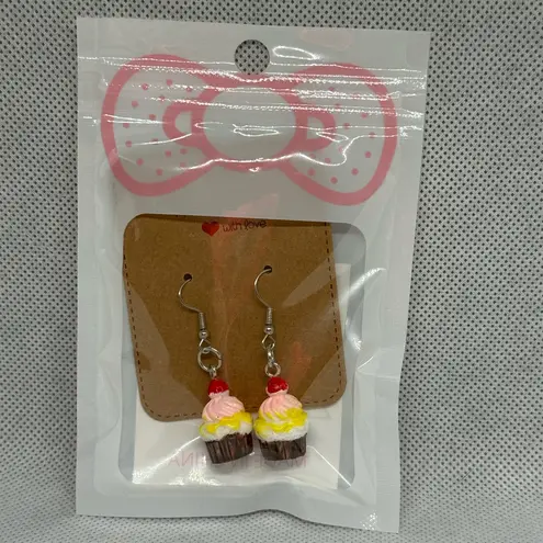 Handmade Cupcake Earrings Brown