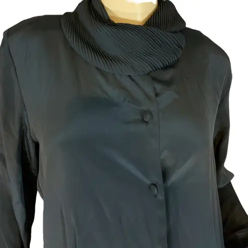 Victoria Jones VINTAGE 1980'S BLACK MOCK NECK BUTTON DOWN BLOUSE NWT (8)
