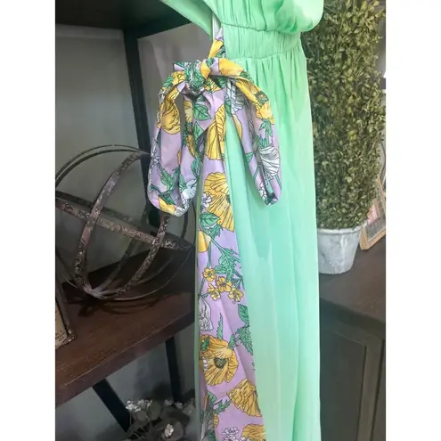 AMUR Zela One Shoulder Tie Waist Gown Fresh Mint Womens Size 0 Green