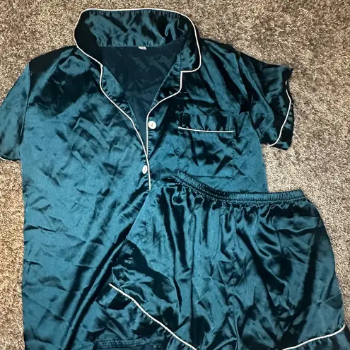 SheIn  Satin Pajama Set - Deep Teal