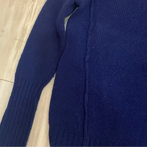 Moth Monochrome Navy Blue Wool Blend Long Sleeve Turtleneck Sweater, size small