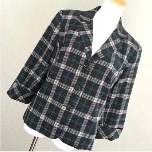 Dress Barn  Plaid 3/4 Sleeve Blazer EUC