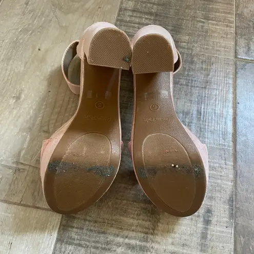 Dream Paris Chunky Heel Platform Sandals sz 6 Pink Metallic Ankle Strap Cocktail Party Event