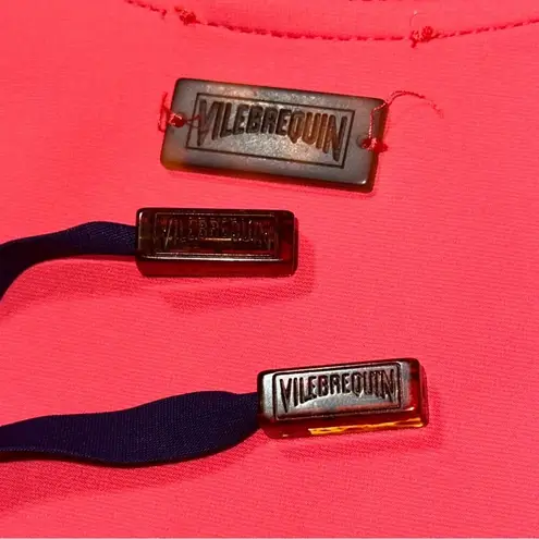 Vilebrequin Size S Watermelon Red Navy Blue Neoprene Halter One Piece Swimsuit