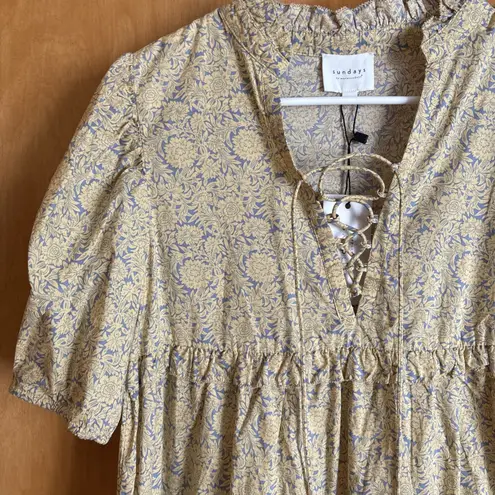 Sundays NWT Eden Celestial Bloom 100% Cotton Floral Tiered Ruffle Mini Dress XS