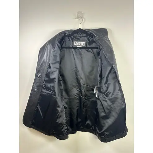 Siena Studio Vintage Genuine Leather Button Front Jacket Size 6 Black