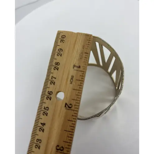 Estate Find Vintage Metal Cuff Bracelet Gold Color Modern Design 2.25" Wide