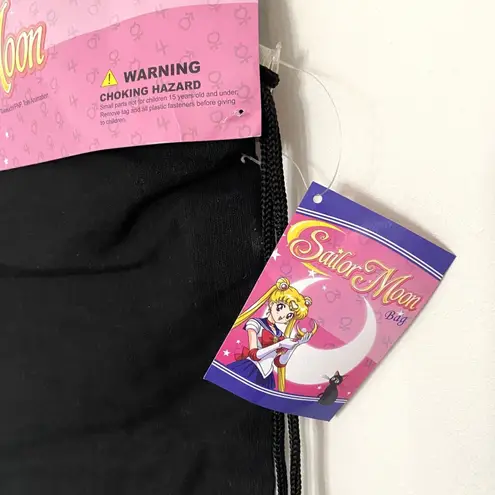 NWT Sailor Moon Inner Sailor Senshi Drawstring Backpack Lightweight 16.5" x 13" Black