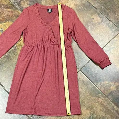 Bobeau Burgundy Mini Long Sleeve Wrap Sweater Dress Large