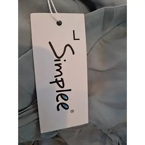 NWT Simplee Women's High Waisted Slit Hem Ruffle Trim Wide Leg Palazzo Size L Green Size L