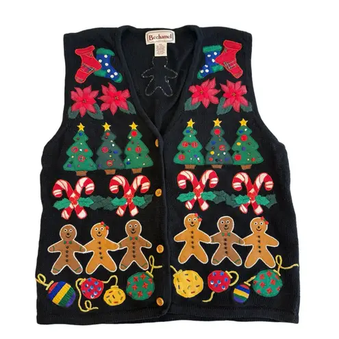 VTG Bechamel Knit Christmas Sweater Vest Novelty Holiday, Ugly, Teacher L