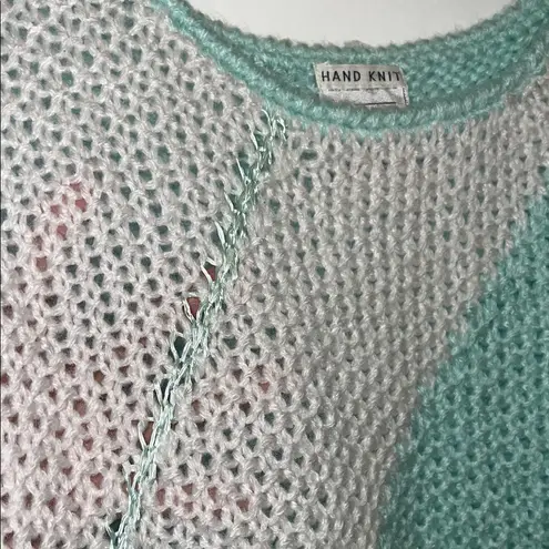 Mint and white Vintage Sweater Extra Touch Vintage sleeveless vest cap sleeves Green Size 1X