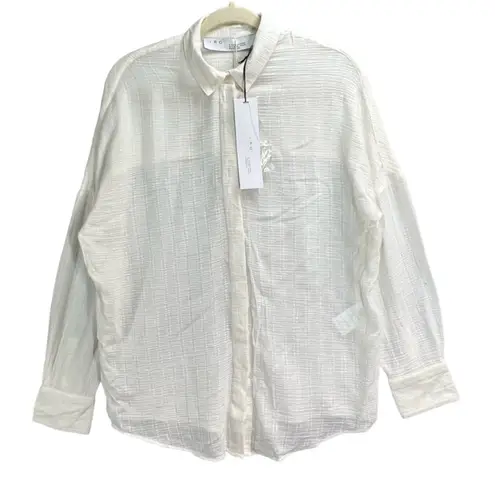 IRO Paris Malinak Shirt XS Ecru White Textured Sheer Top Blouse Quiet Luxury NEW