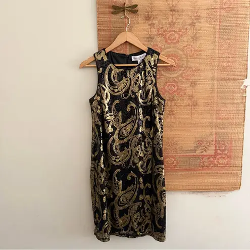 Badgley Mischka Sequin Paisley Cocktail Dress