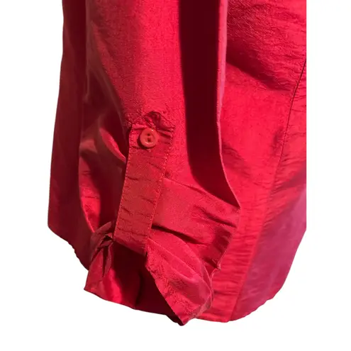 Chico's  Top Blouse Size 1 (M) Fuchsia 100% Silk Roll Tab Long Sleeves Office