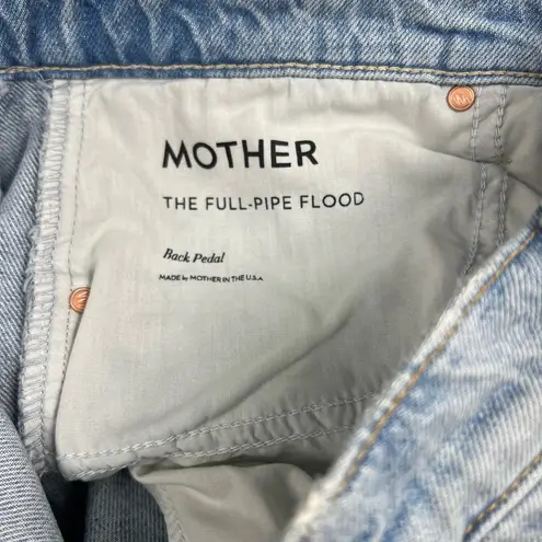 NWT MOTHER The Full Pipe Flood High Rise Barrel Jeans in Back Pedal Sz30 Blue Size 30