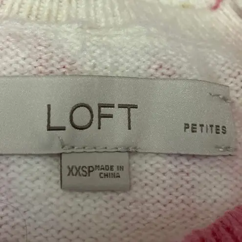 Ann Taylor LOFT Women's White Floral Crew Neck Pullover Sweater Top Size XXS