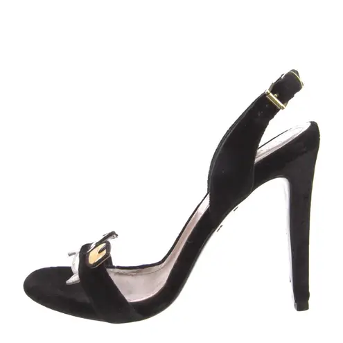 Chiara Ferragni Amelia Monsters Velvet Slingback Pumps Heels Black Size 7